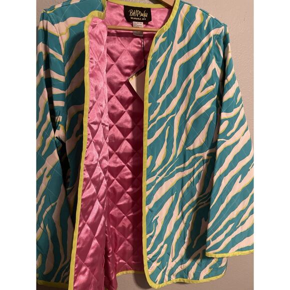 Bob Mackie Wearable Art Womens Jacket Large Animal Print Silk Open Front NWT - Picture 2 of 10